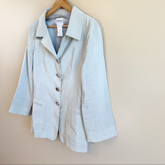 Vintage Armani Collezioni jacket silky linen button front size 42 EU size 6 US - Picture 4 of 13